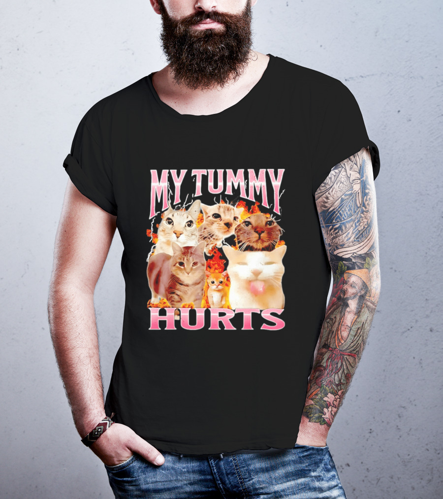 My Tummy Hurts Funny Cat Compilation T-Shirt