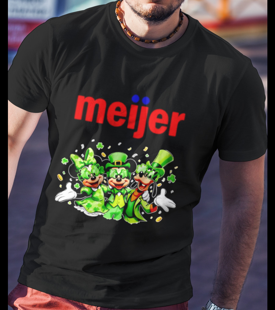 Meijer St Patrick's Day Mickey Mouse Characters In Green Attire T-Shirt