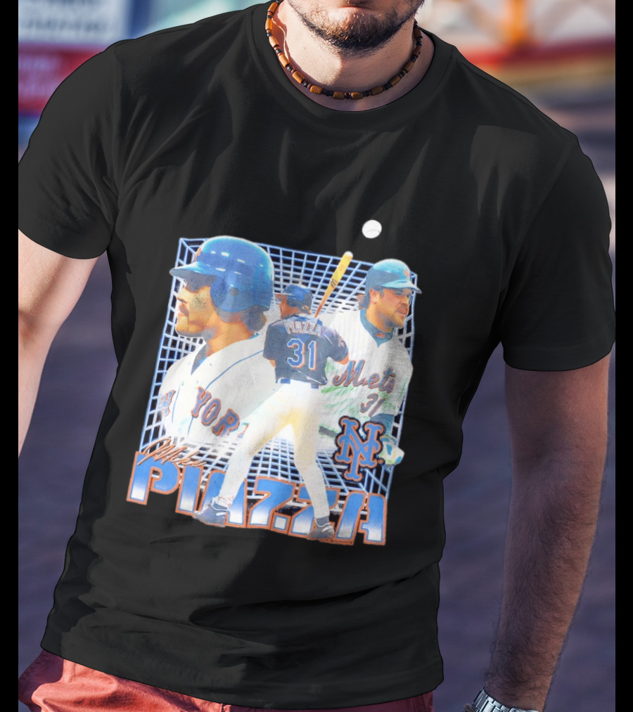 Mike Piazza New York Mets Black Legendary Piazza 31 Mets 31 T-Shirt
