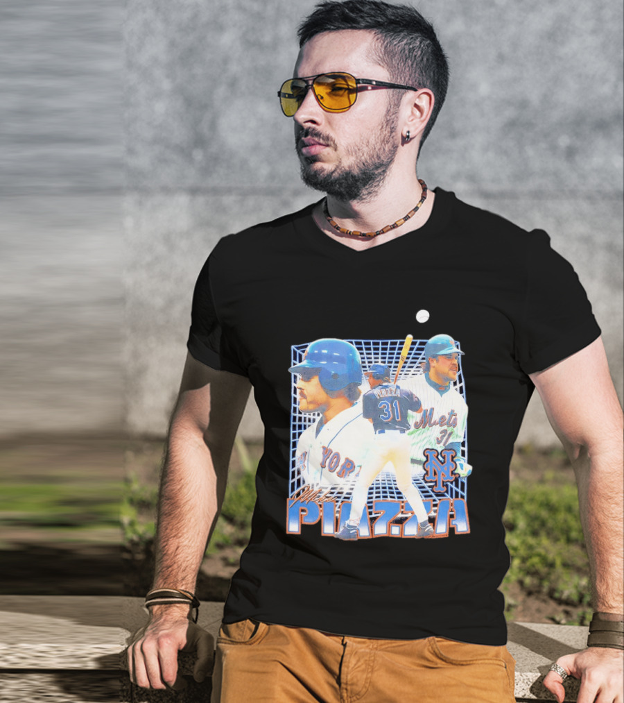 Mike Piazza New York Mets Black Legendary Piazza 31 Mets 31 T-Shirt