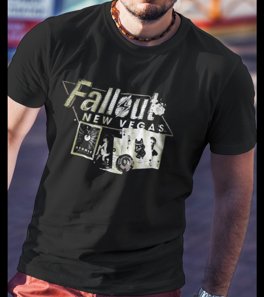 Fallout New Vegas Retro Vault Boy Playing Cards T-Shirt