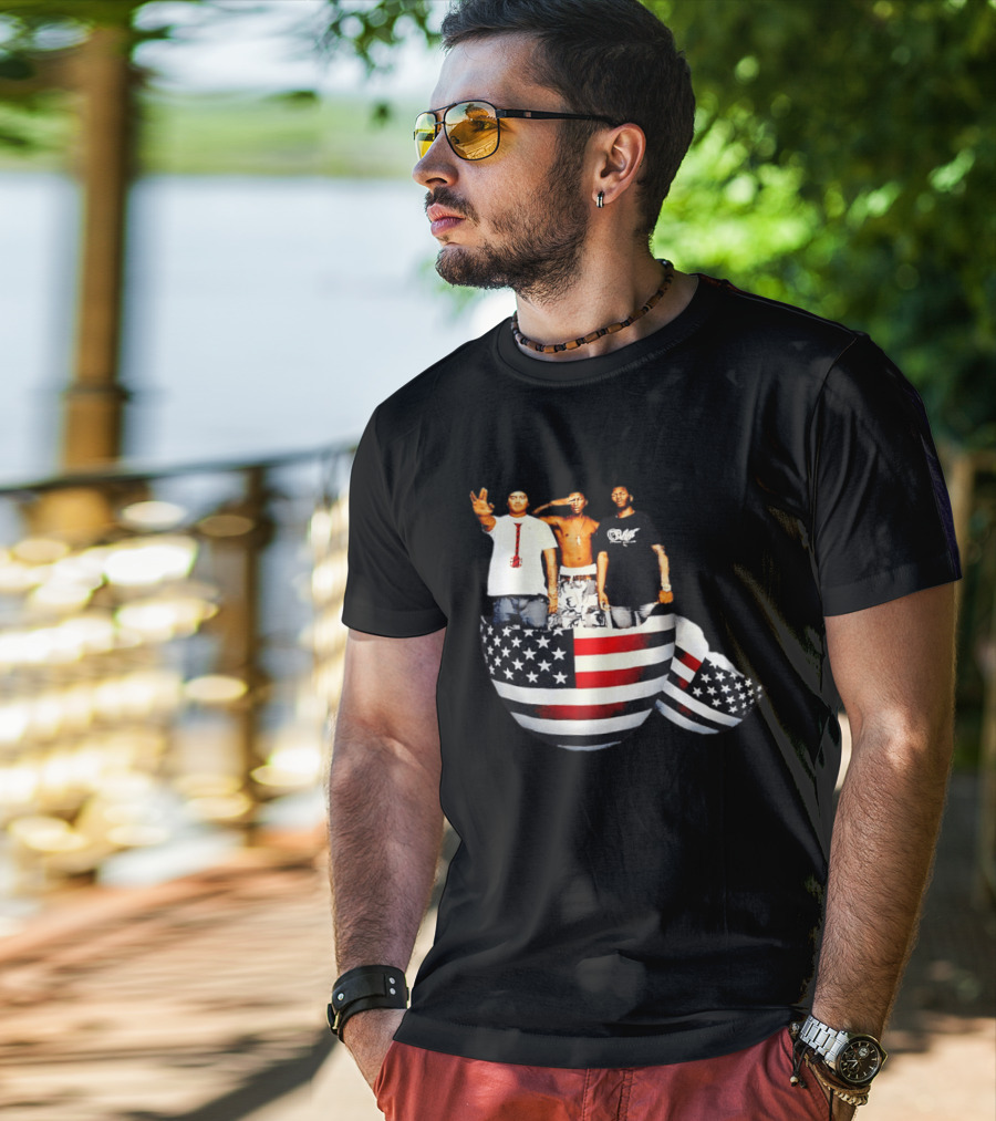 Pharrell Williams Chad Hugo Shae Haley USA Flag Egg Superimposed Image T-Shirt