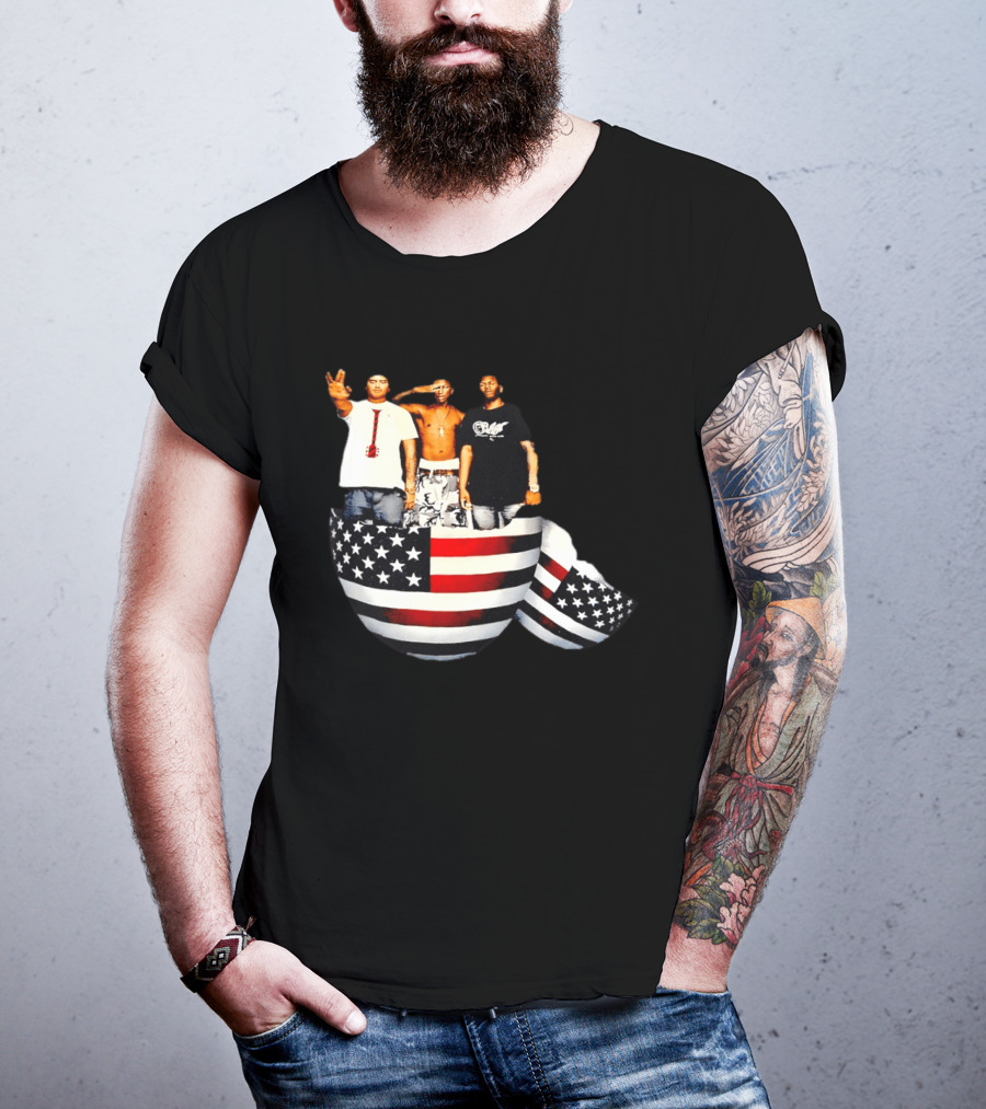 Pharrell Williams Chad Hugo Shae Haley USA Flag Egg Superimposed Image T-Shirt