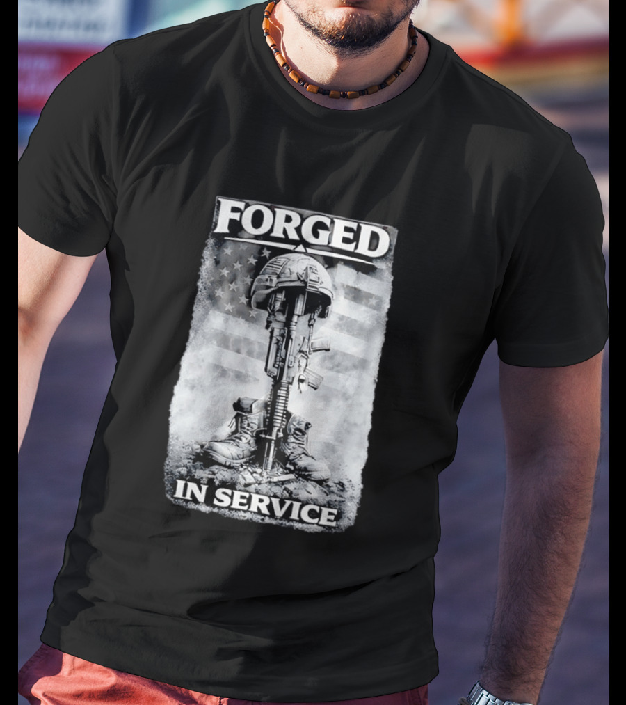 Forged In Service USA American Flag Military T-Shirt