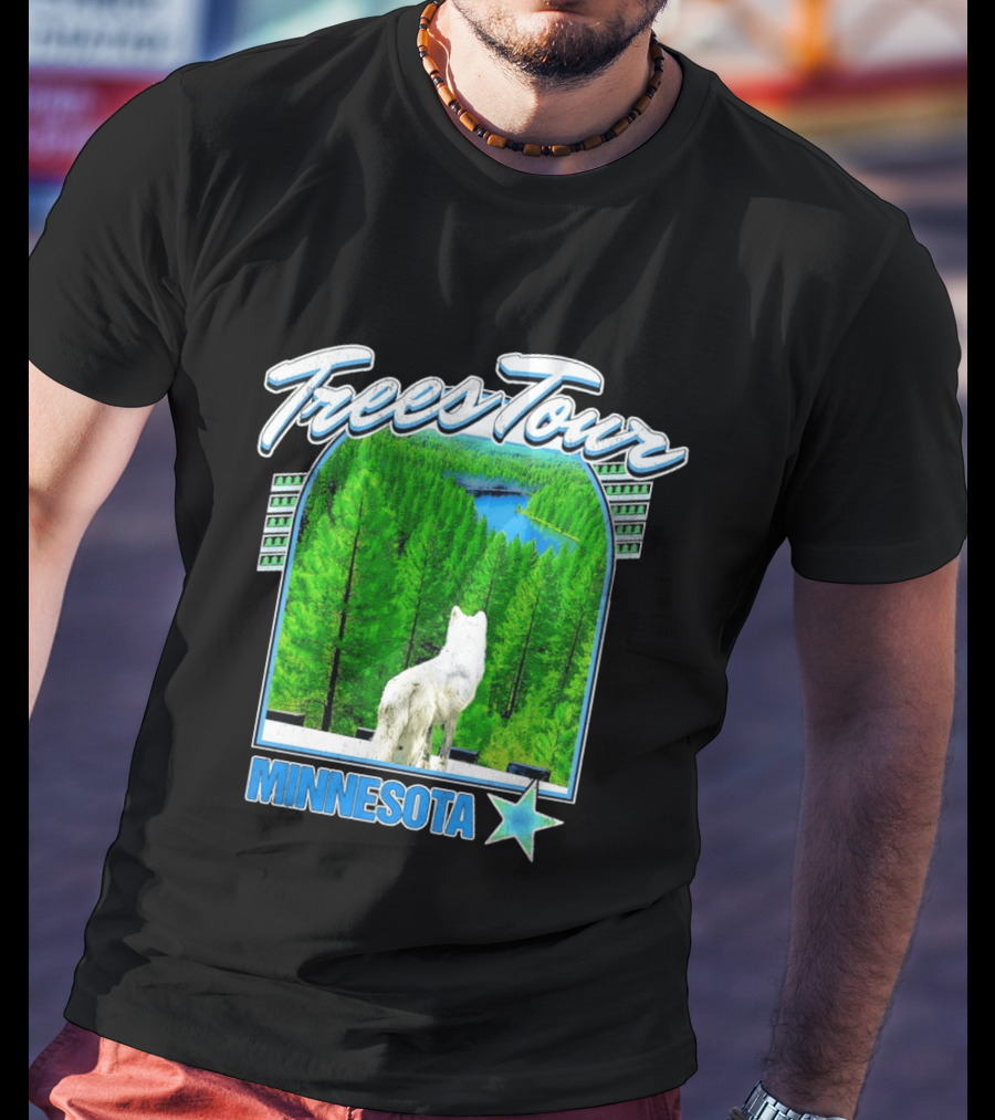 Frees Tour Minnesota Timberwolves Forest Wolf Lake Scenery T-Shirt