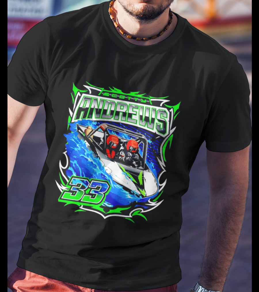 Scotty Andrews 33 Racing Driver Hydroplane Speedboat Adventure T-Shirt