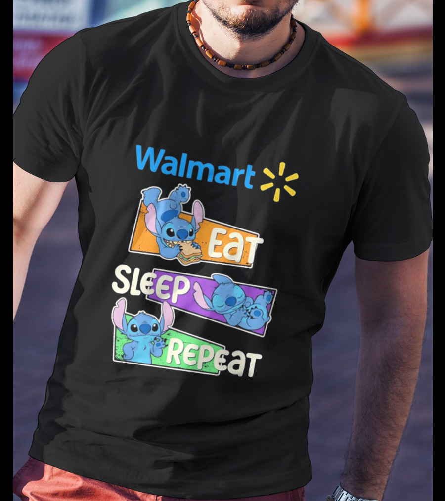 Walmart Stitch Eat Sleep Repeat T-Shirt
