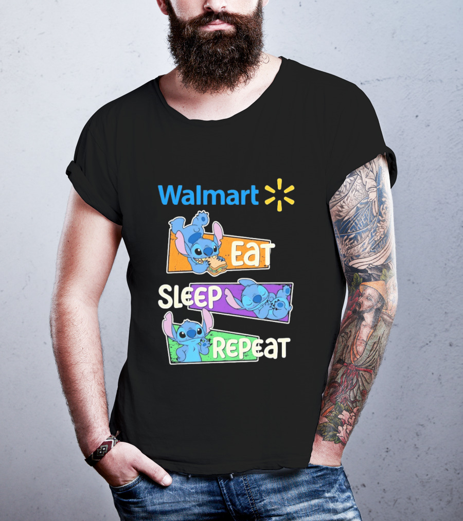Walmart Stitch Eat Sleep Repeat T-Shirt