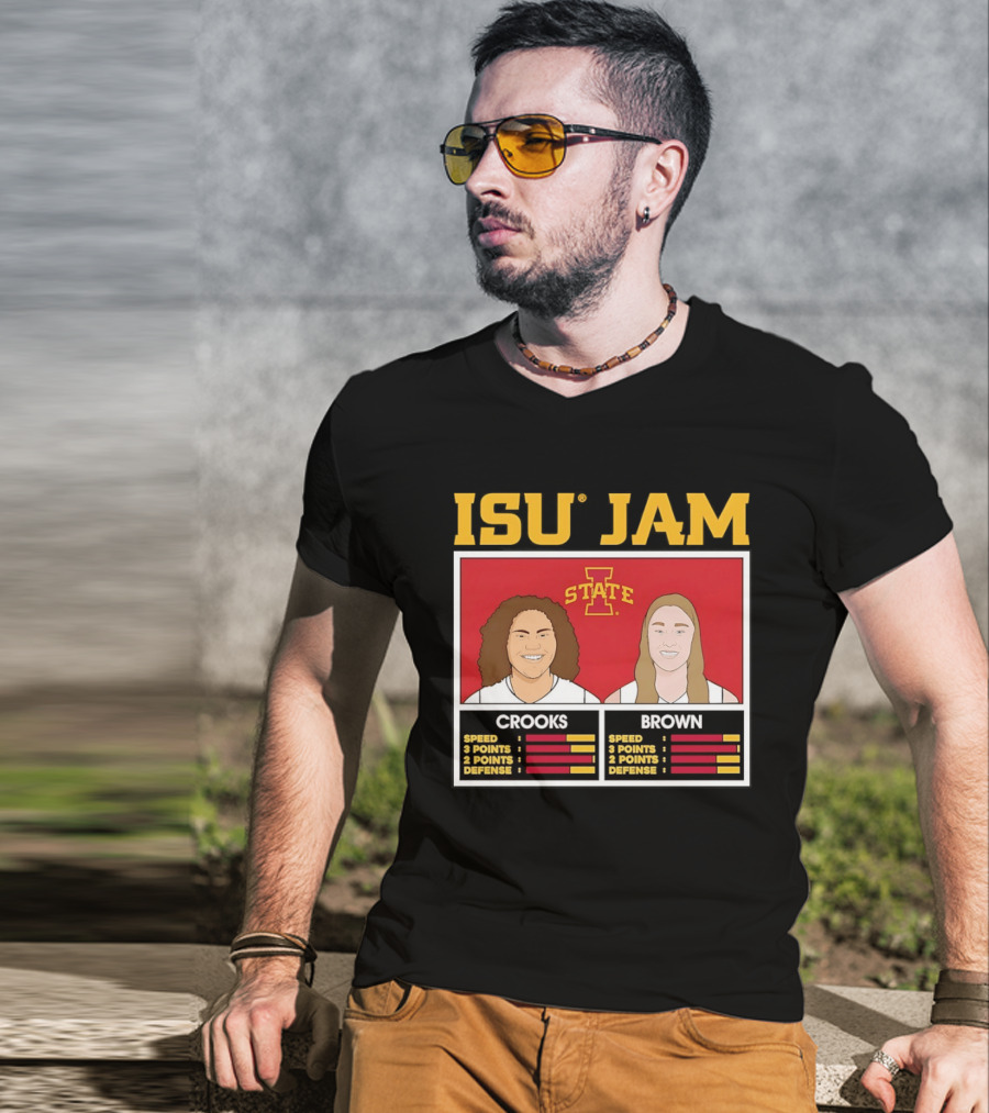 ISU Jam Iowa State Crooks Brown Basketball Stats T-Shirt
