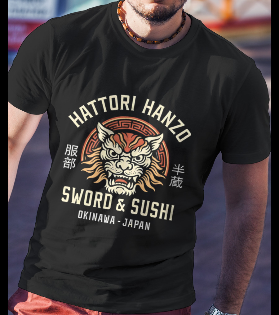 Sword & Sushi Hattori Hanzo Okinawa Japan Tiger Samurai T-Shirt
