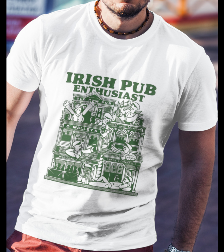 Irish Pub Enthusiast Traditional Architecture Menswear T-Shirt