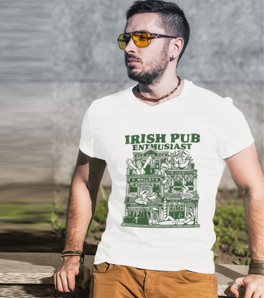 Irish Pub Enthusiast Traditional Architecture Menswear T-Shirt