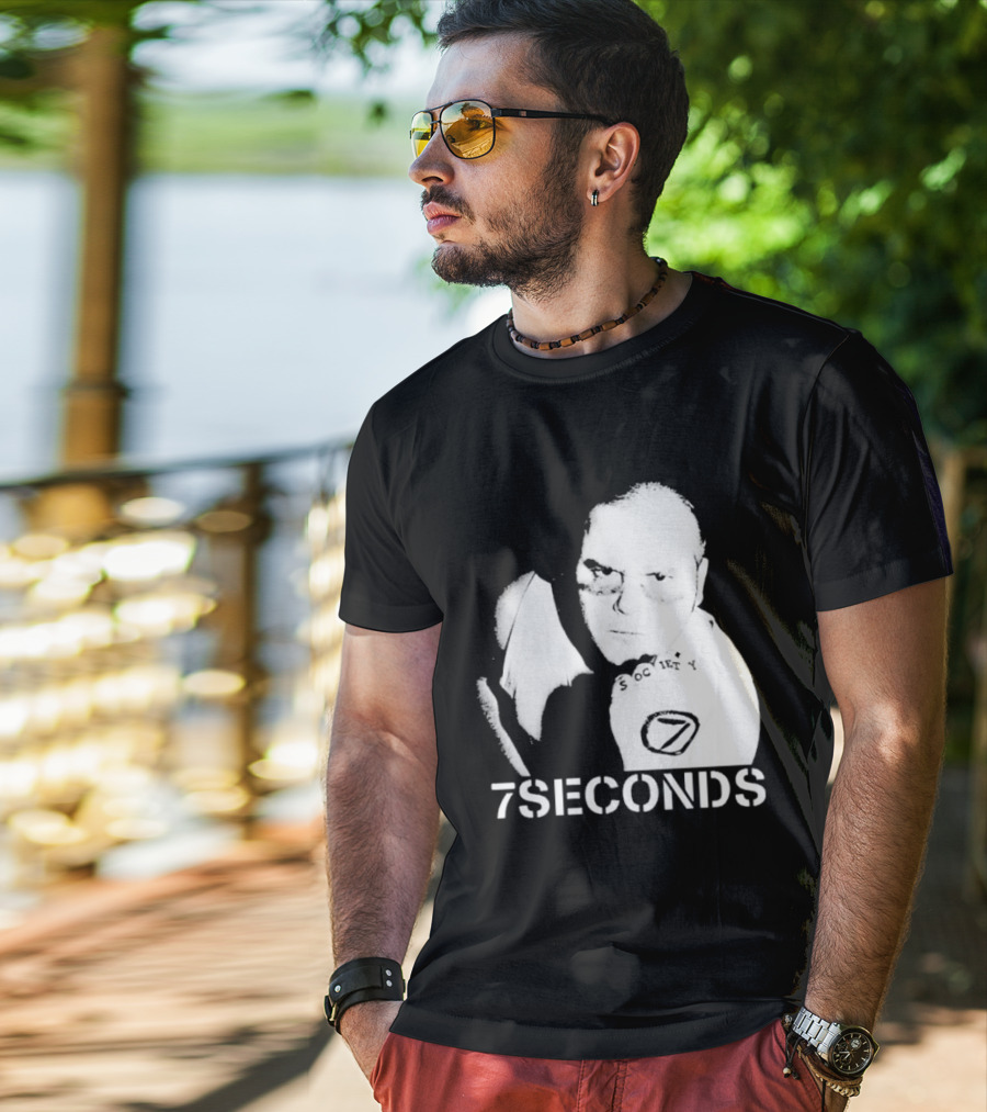 7 Seconds Society SBG White Text Fighter Pose T-Shirt
