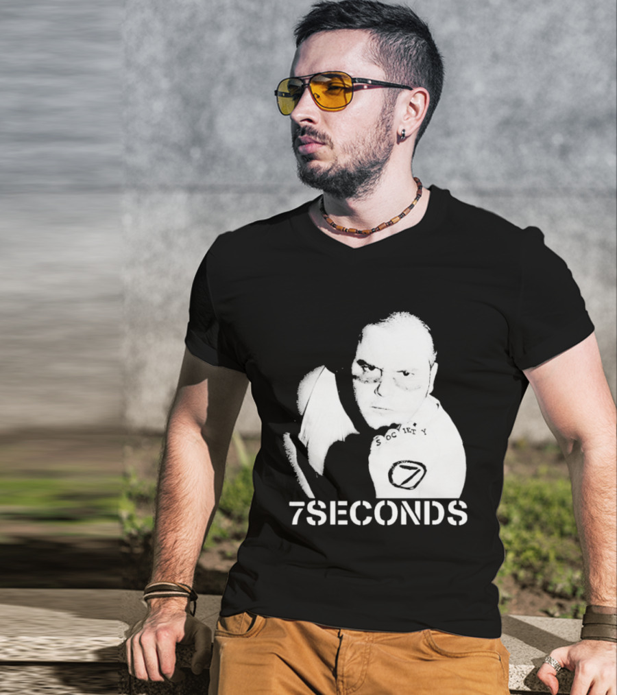 7 Seconds Society SBG White Text Fighter Pose T-Shirt