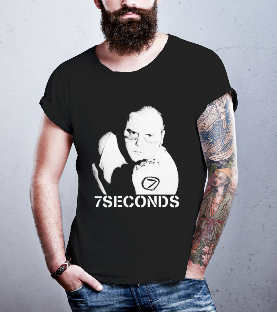 7 Seconds Society SBG White Text Fighter Pose T-Shirt