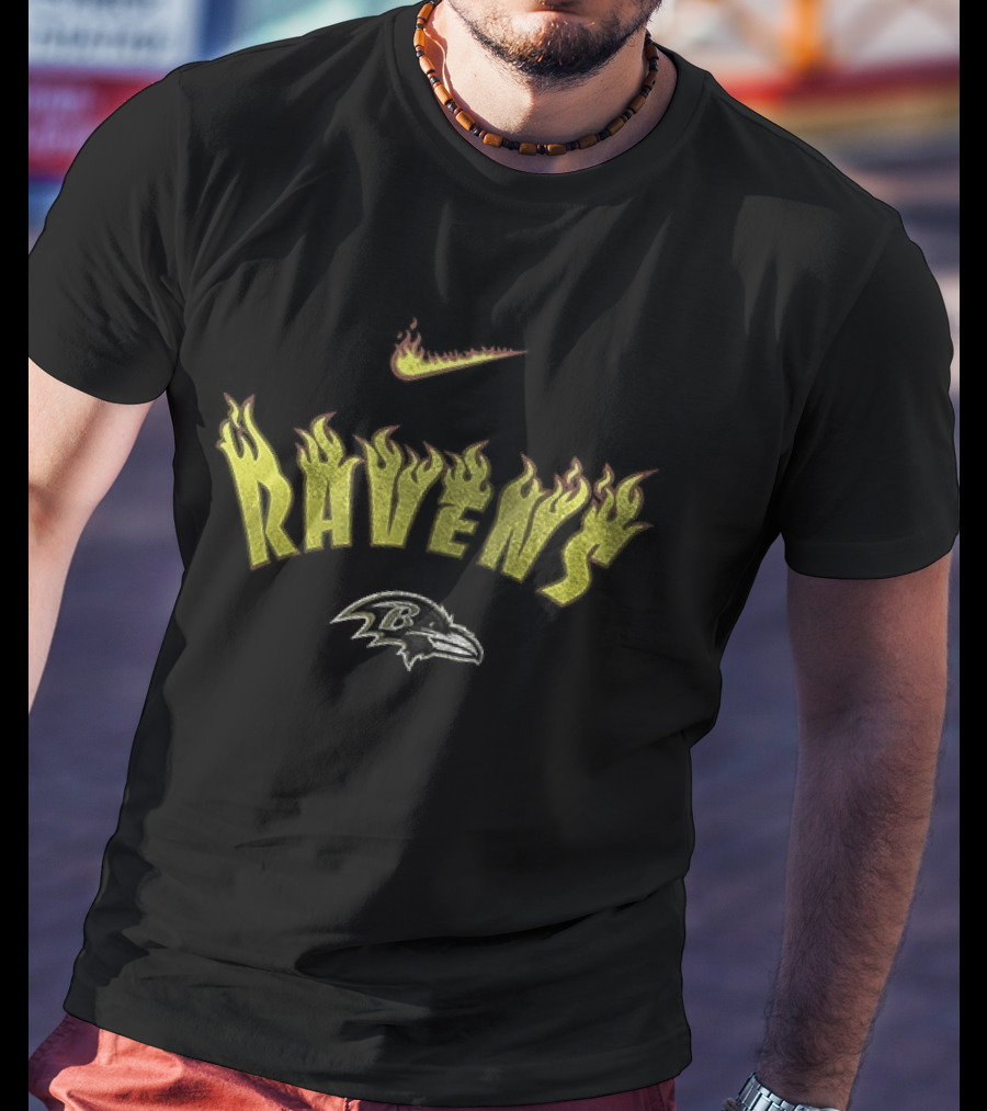 Baltimore Ravens Firewave Helmet Nike Ravens Flame T-Shirt