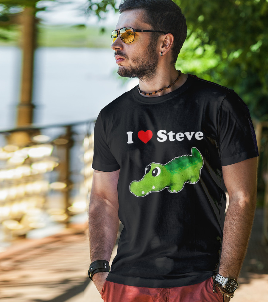 I Love Steve Cute Green Cartoon Gator T-Shirt