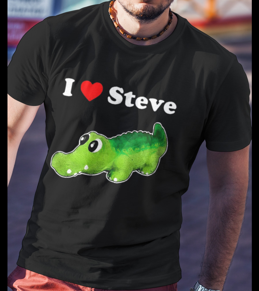 I Love Steve Cute Green Cartoon Gator T-Shirt