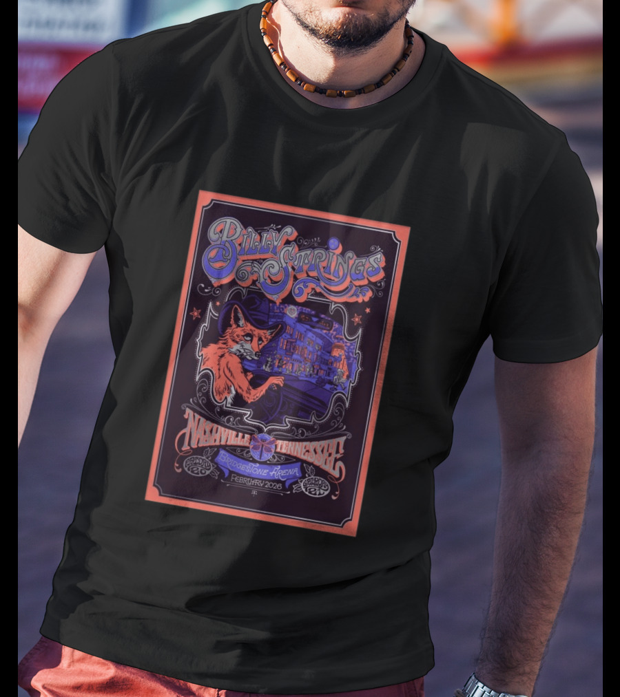 Billy Strings Nashville Tennessee Bridgestone Arena February 2026 Fox T-Shirt