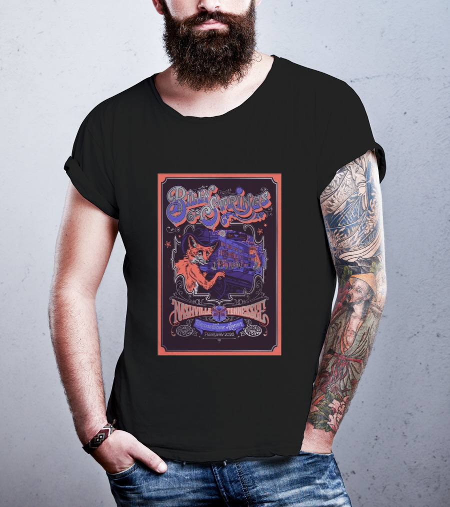 Billy Strings Nashville Tennessee Bridgestone Arena February 2026 Fox T-Shirt