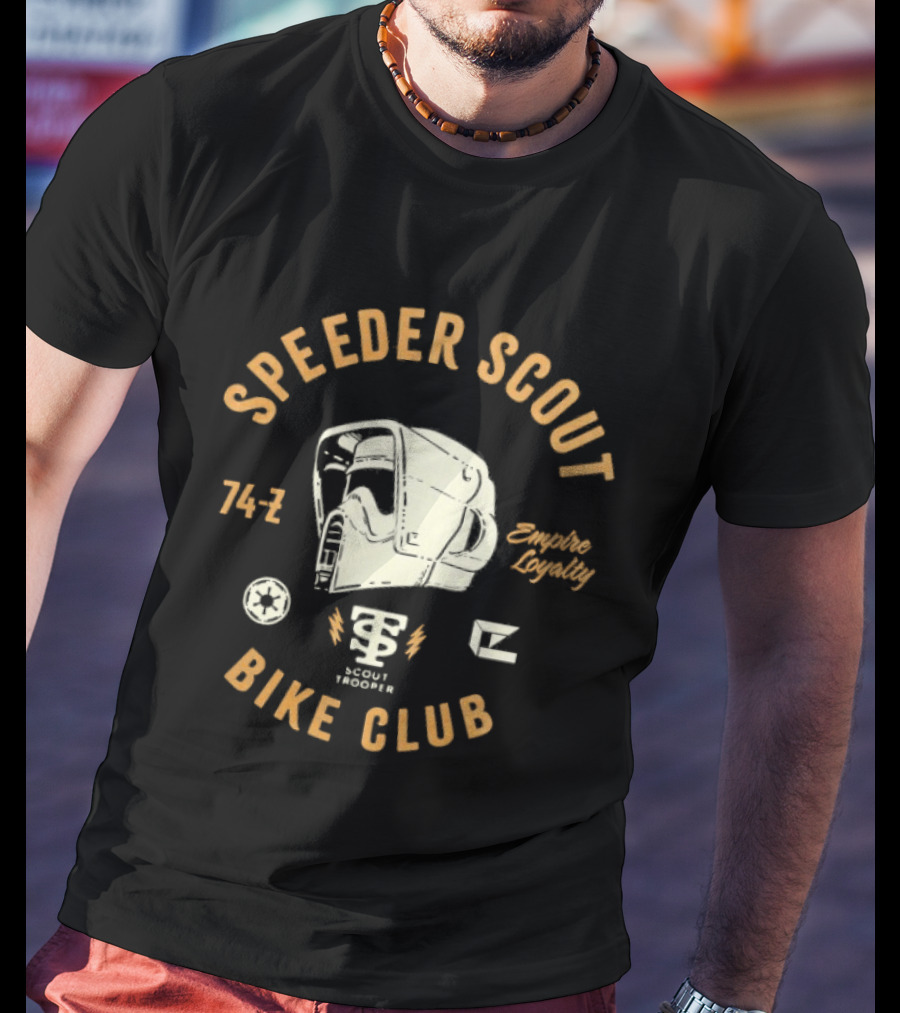 Scout Trooper Helmet Speeder Bike Club Endor Express 74 Z T-Shirt