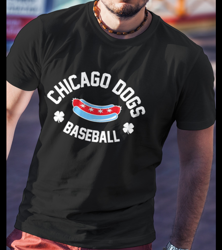 Chicago Dogs Baseball Hot Dog Stars And Clovers T-Shirt