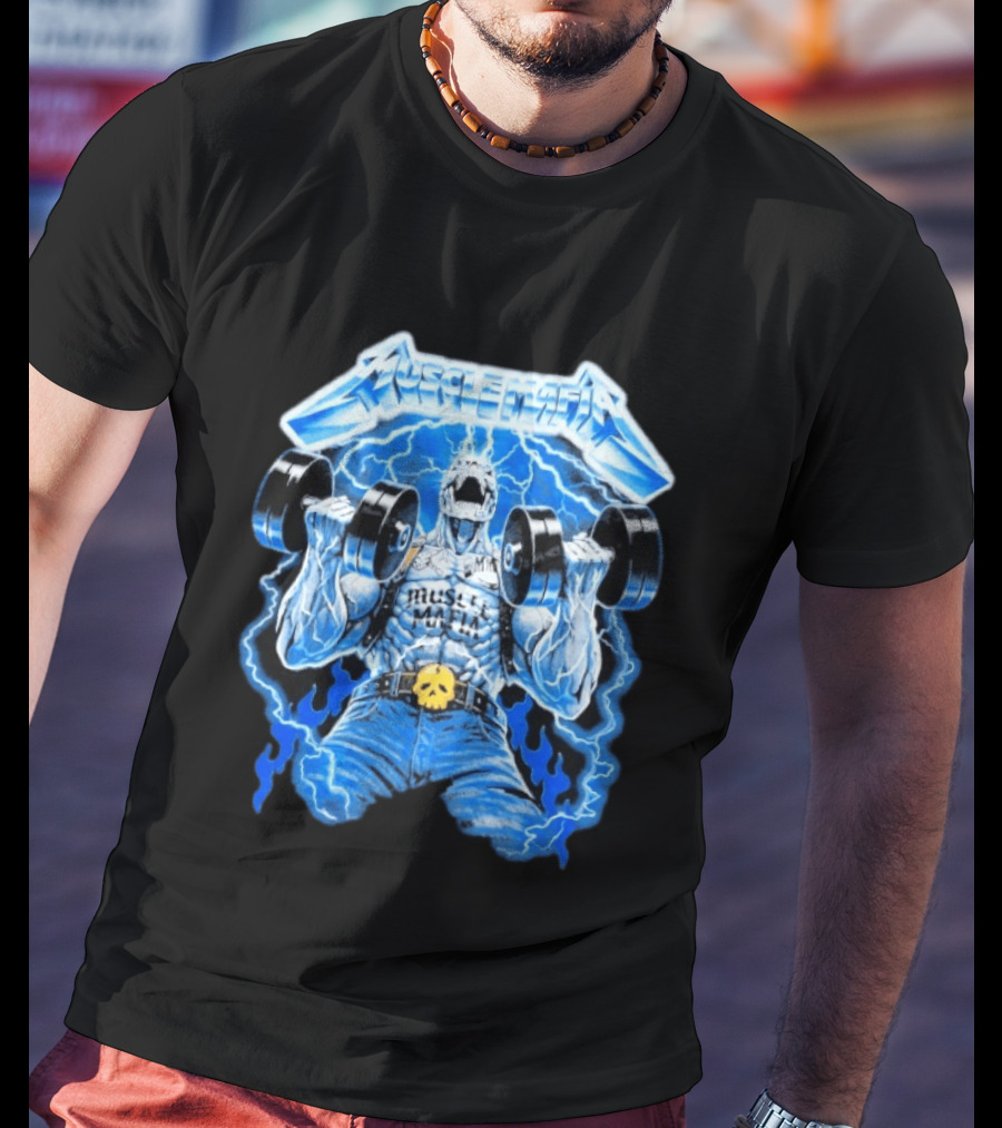 Muscle Mafia Hell's Dumbbells Lightning Blue Intensity Warren Lotas T-Shirt