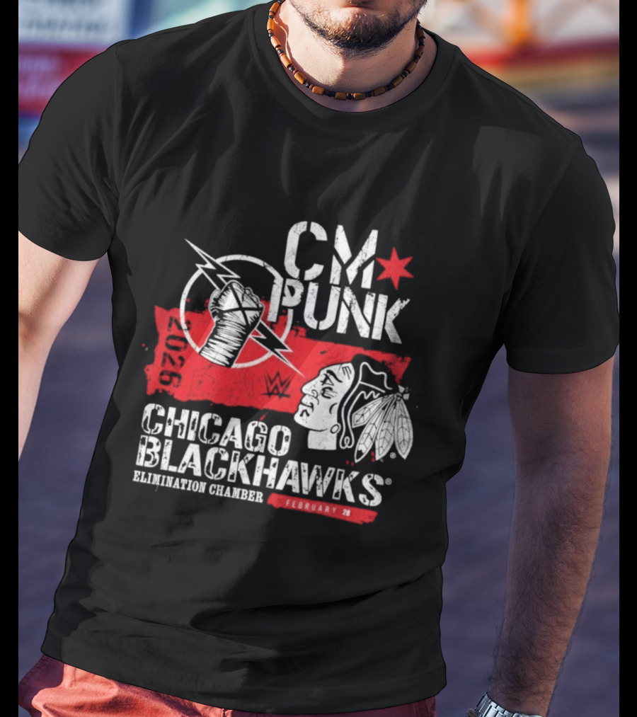 CM Punk Chicago Blackhawks Elimination Chamber February 28 T-Shirt