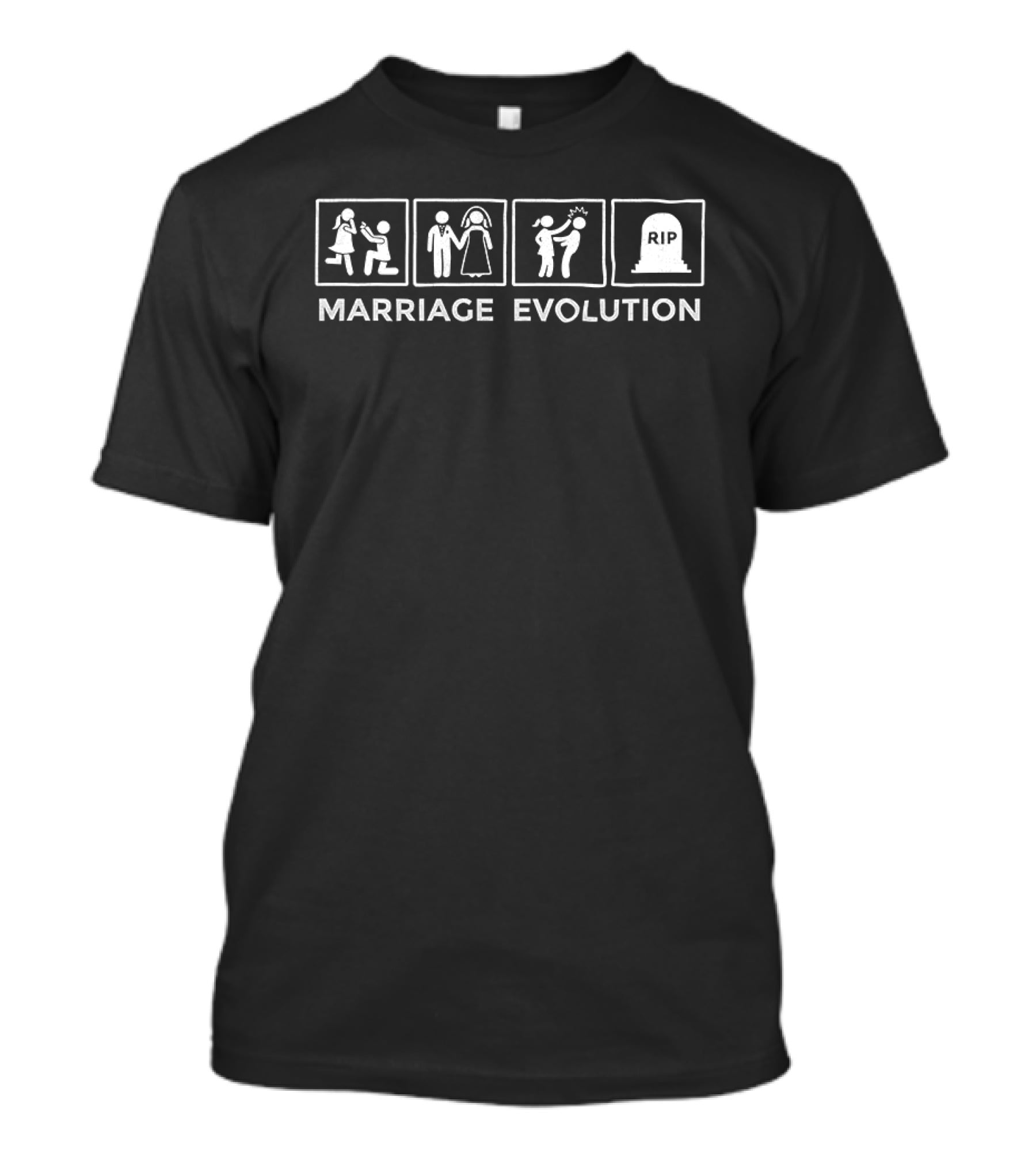 Marriage Evolution Proposal Wedding Journey Humor T-Shirt