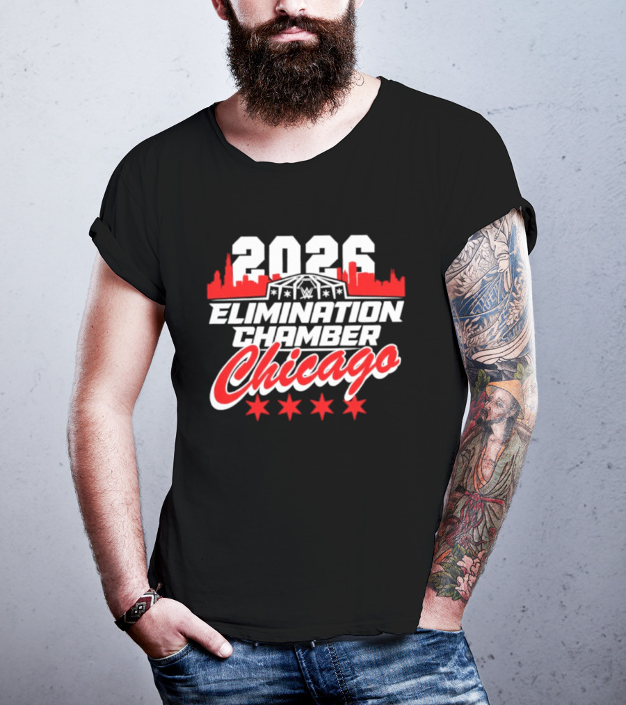 2026 Elimination Chamber Chicago Event Skyline Four Stars T-Shirt