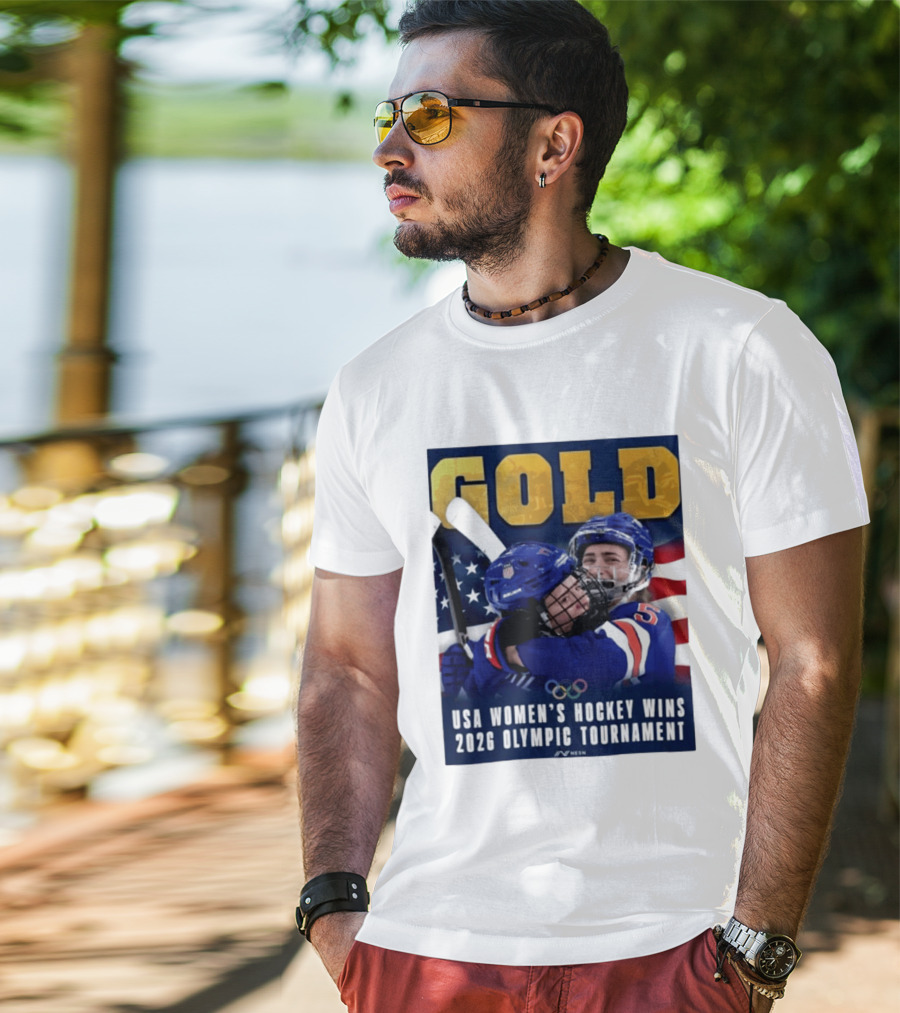 Gold USA Women's Hockey Victory 2026 Olympic Champions T-Shirt