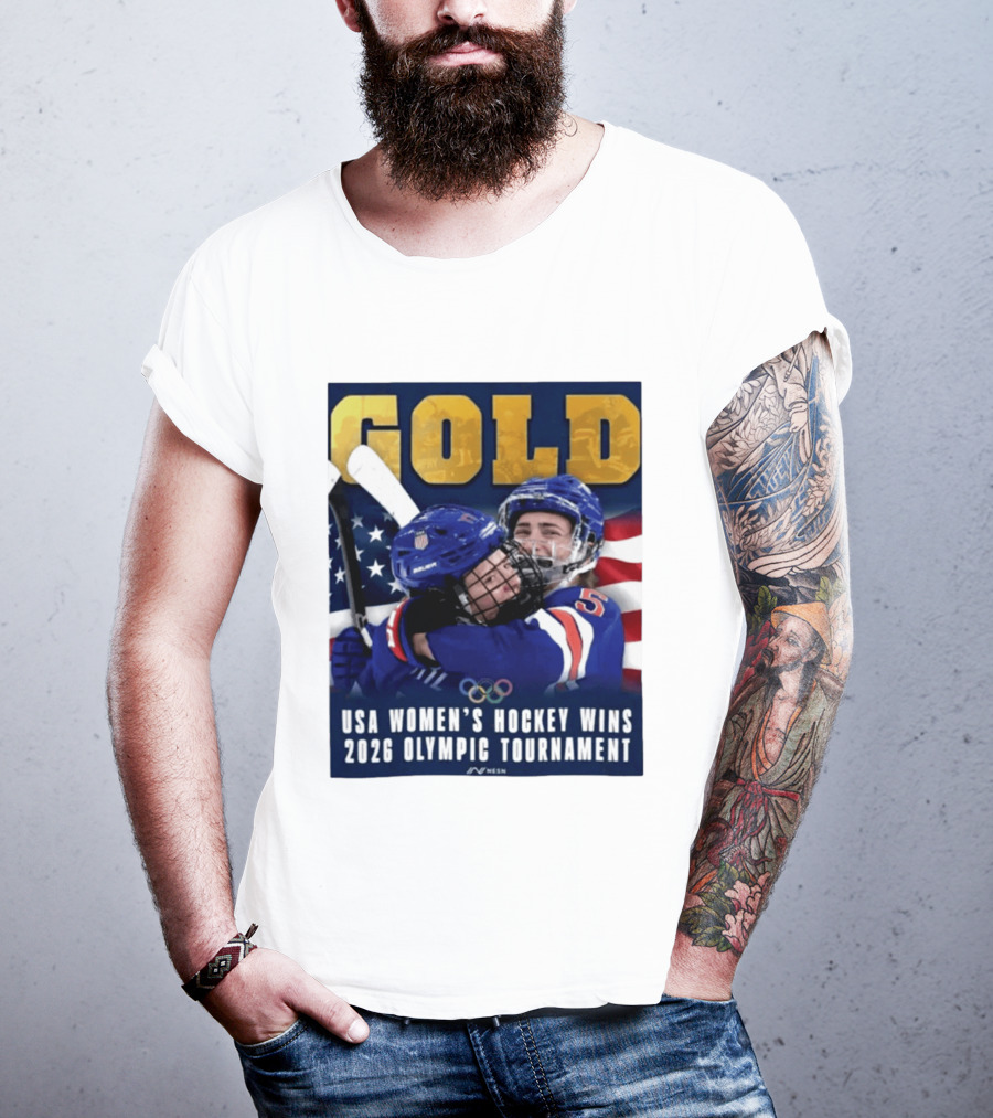 Gold USA Women's Hockey Victory 2026 Olympic Champions T-Shirt