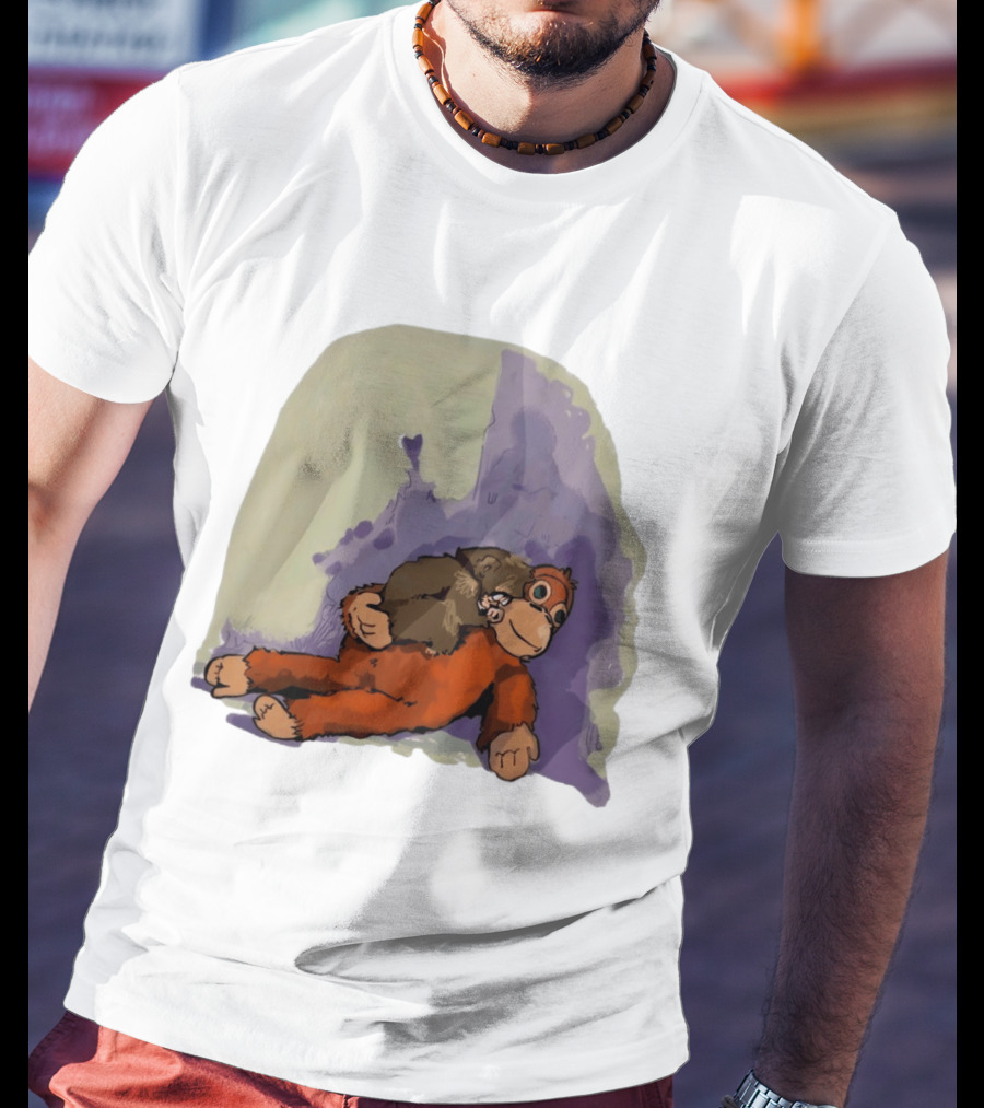 Punch Monkey Plushy Baby Monkey Snuggling T-Shirt