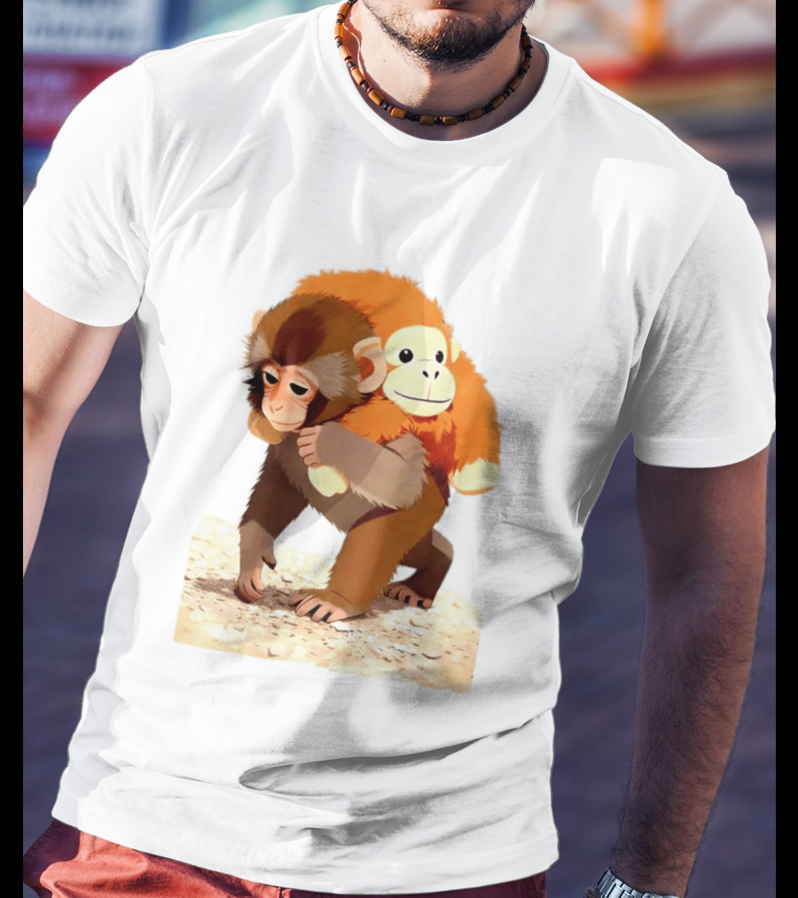 Save Punch Baby Monkey Plush Lonely Monkey Holding Toy T-Shirt