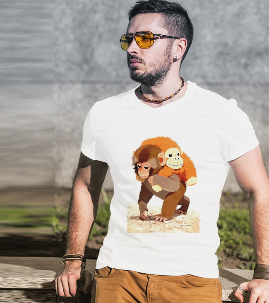 Save Punch Baby Monkey Plush Lonely Monkey Holding Toy T-Shirt