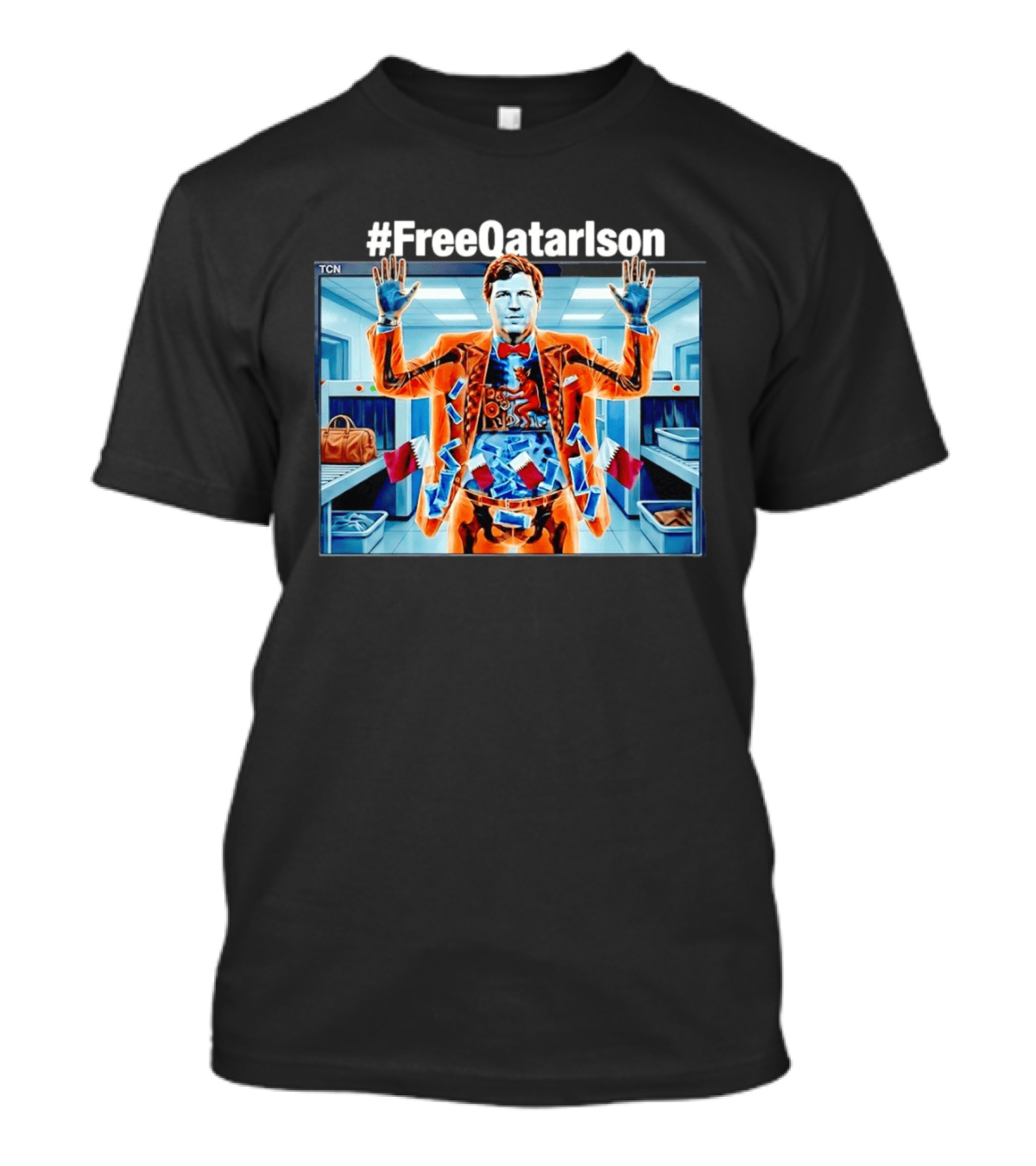 #FreeQatarlson Inside Scanner With Bold Suit And Flag T-Shirt