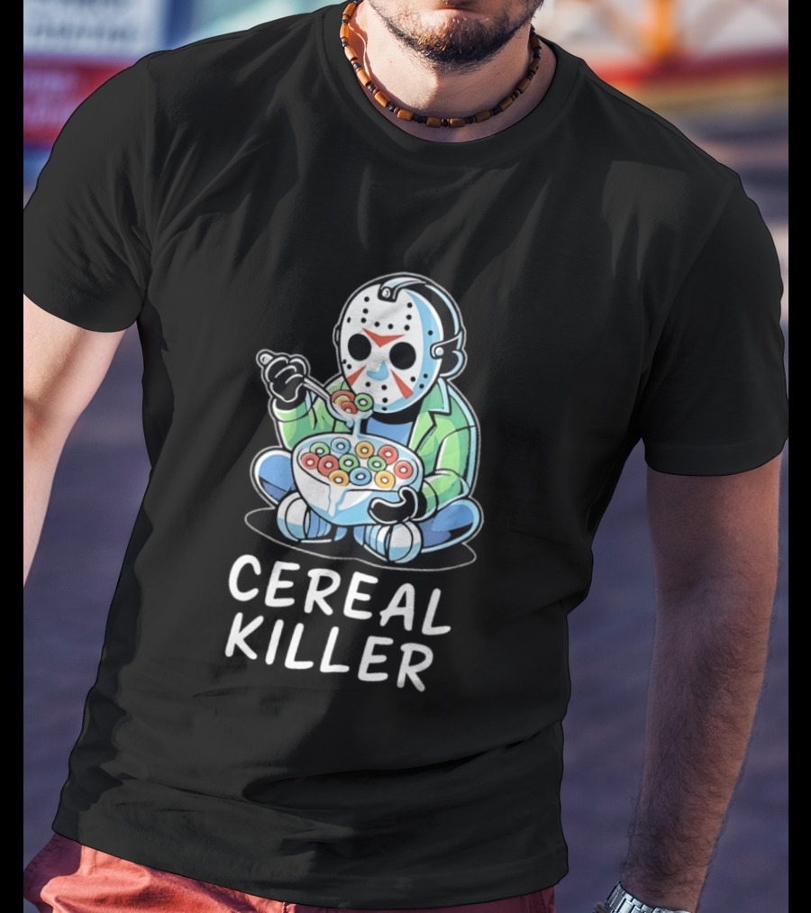 Jason Voorhees Eating Cereal Cereal Killer T-Shirt