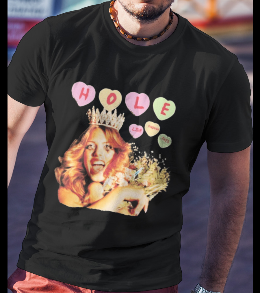 Hole Live Through This Candies Heart Vintage Style Crown And Flowers T-Shirt
