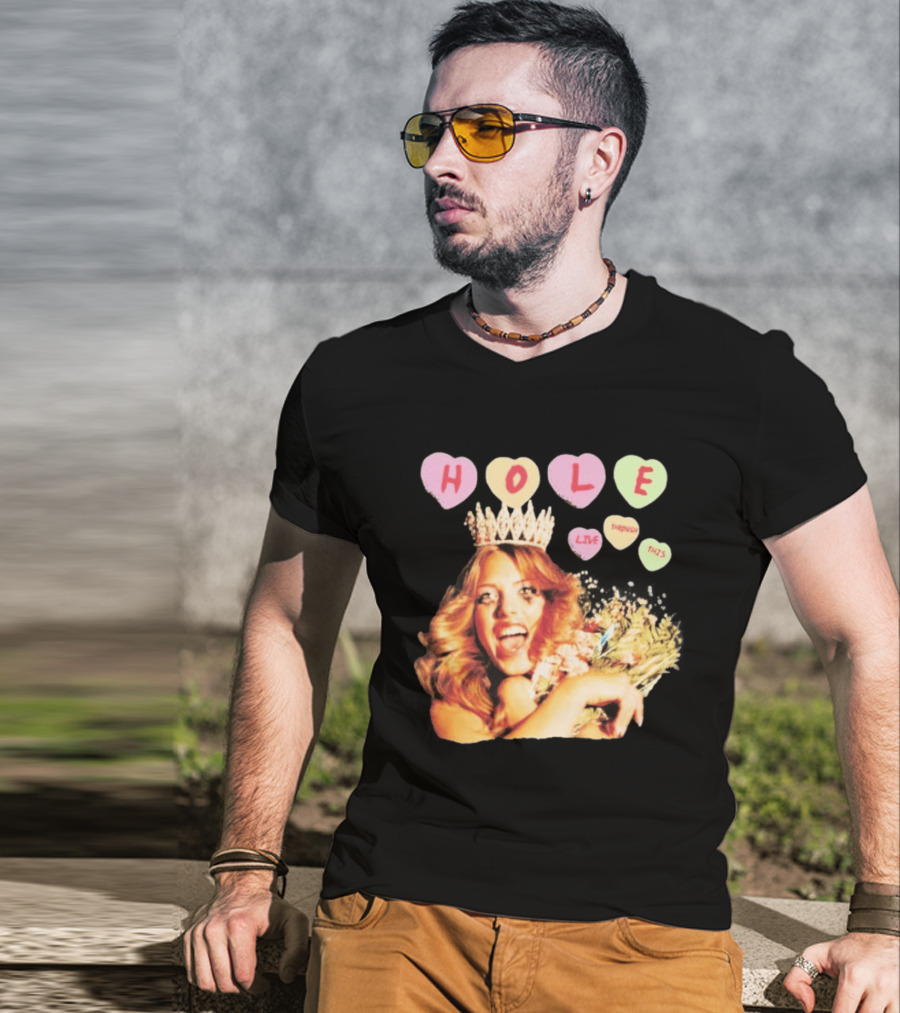 Hole Live Through This Candies Heart Vintage Style Crown And Flowers T-Shirt