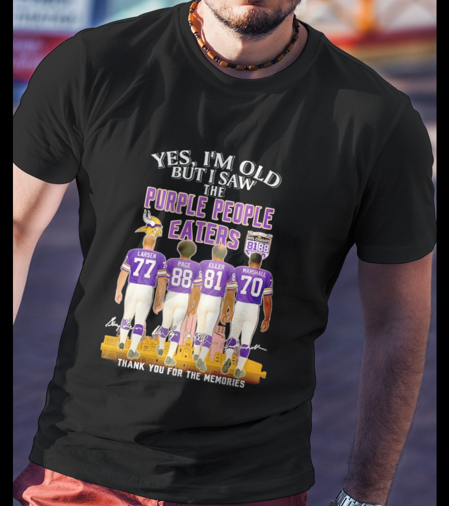 Minnesota Vikings Purple People Eaters NFL Champs City Skyline Marshall Eller Page Larsen T-Shirt