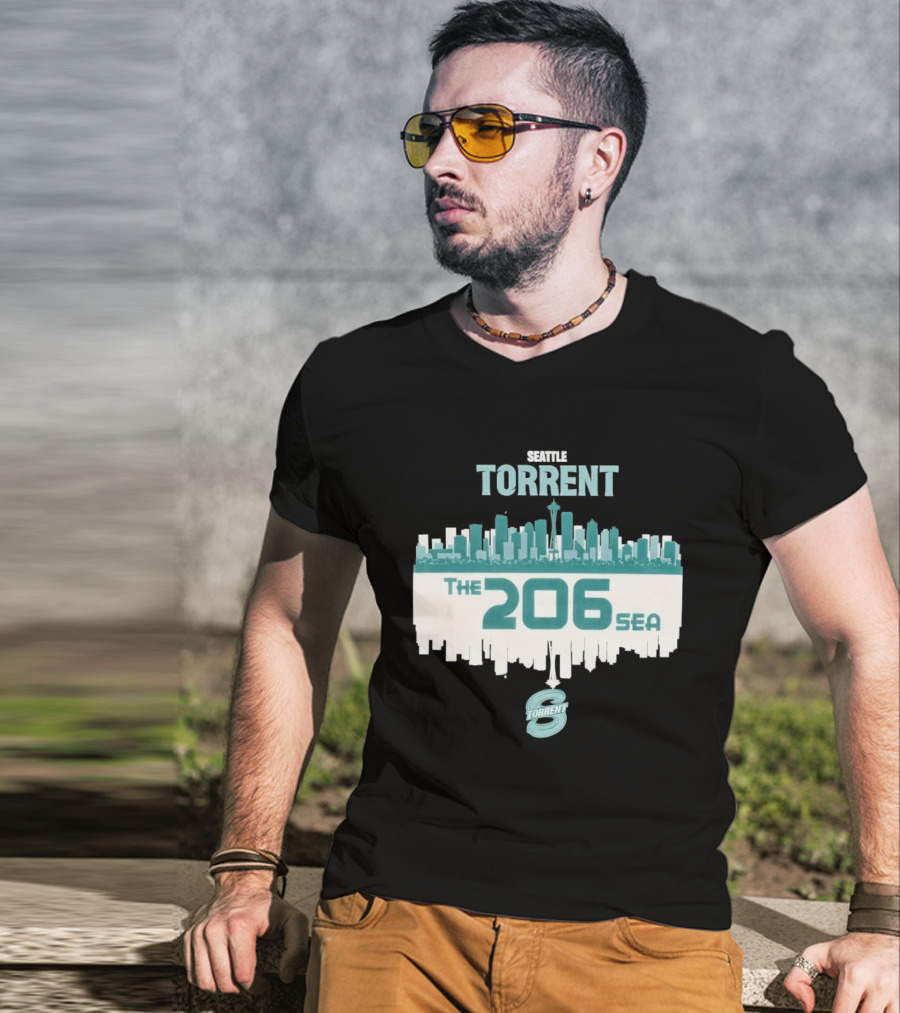 The 206 Sea Seattle Torrent Hockey City Skyline T-Shirt