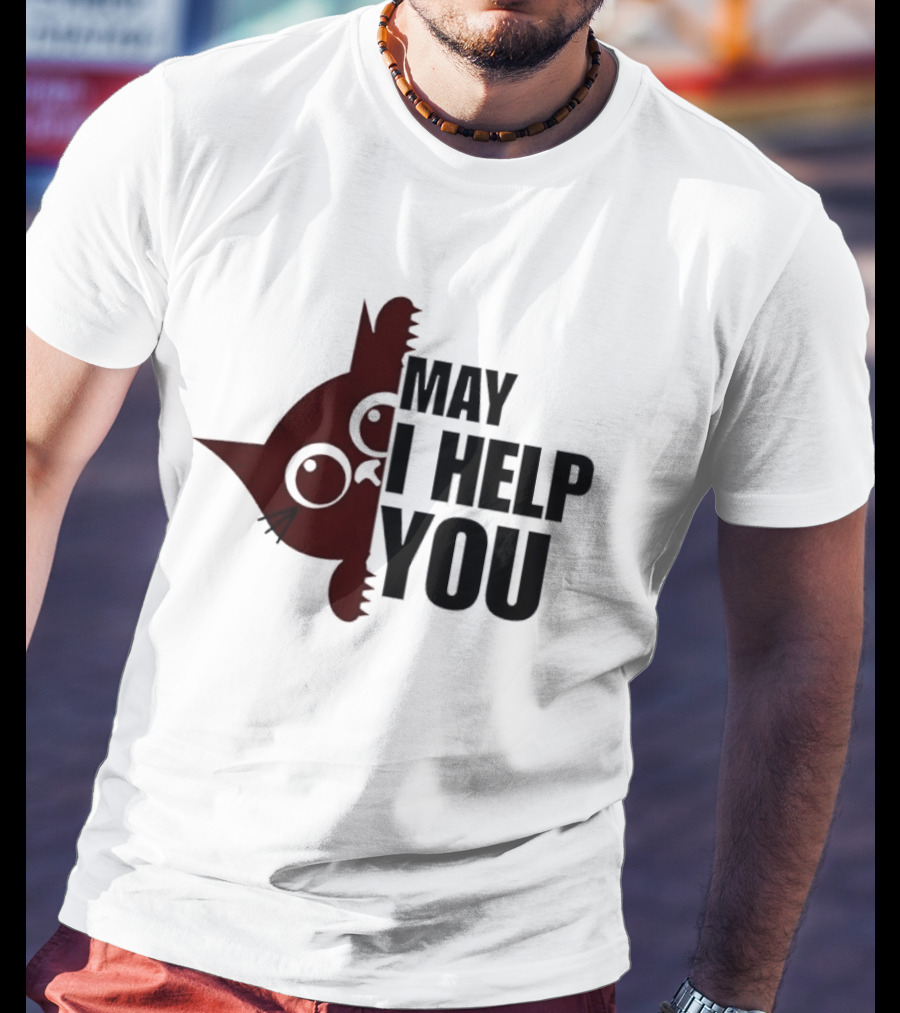 Cat May I Help You Cute Feline Expression Peeking T-Shirt