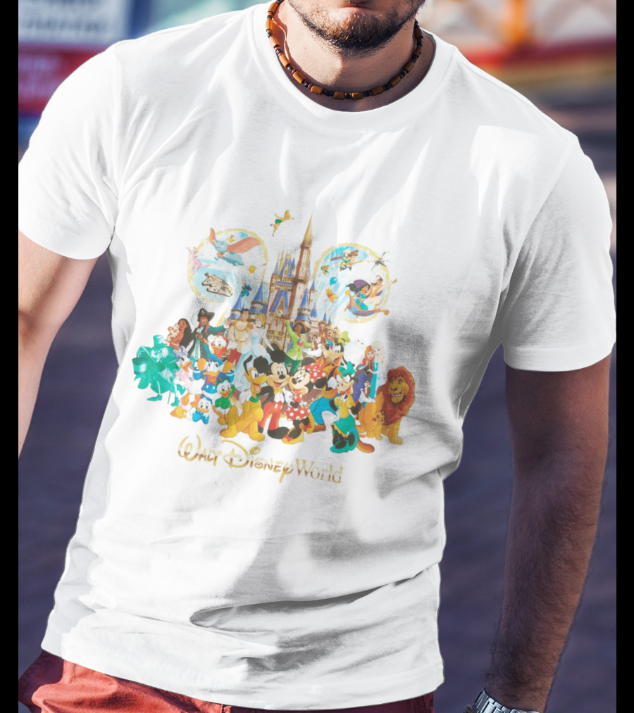 Walt Disney World Mickey Mouse Cinderella Castle Classic Characters Dumbo Tinker Bell Simba Elsa T-Shirt