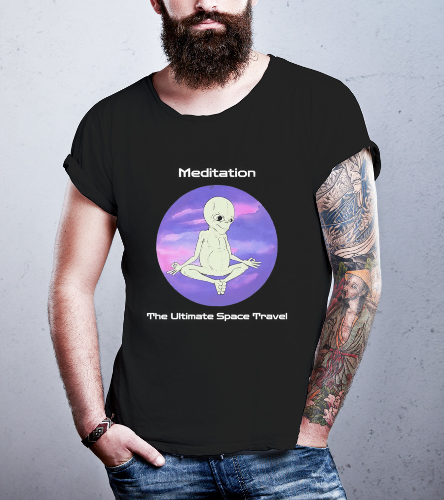 Alien Meditation Ultimate Space Travel Peaceful Cosmic Journey T-Shirt