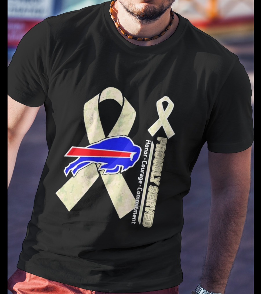Buffalo Bills Support Honor Courage Commitment Ribbon T-Shirt