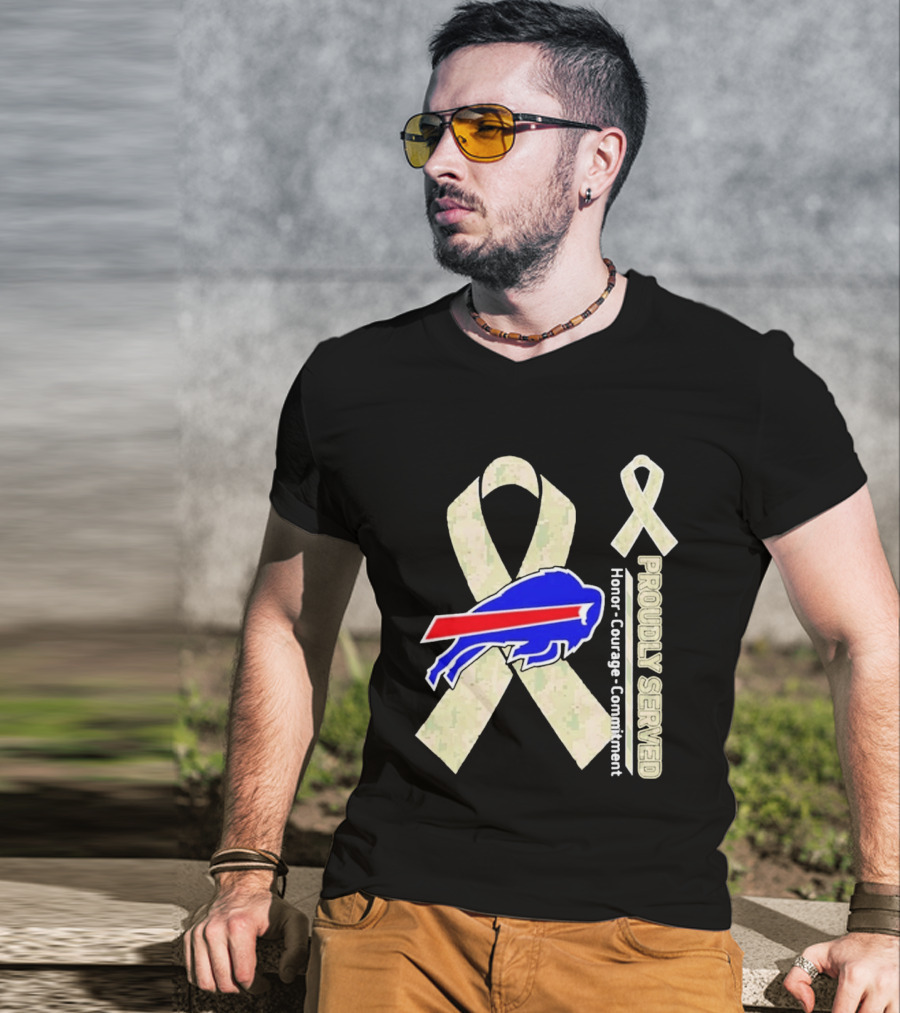 Buffalo Bills Support Honor Courage Commitment Ribbon T-Shirt
