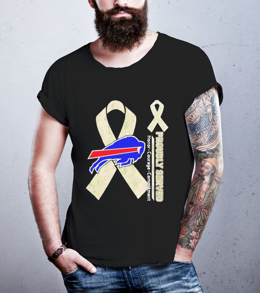 Buffalo Bills Support Honor Courage Commitment Ribbon T-Shirt
