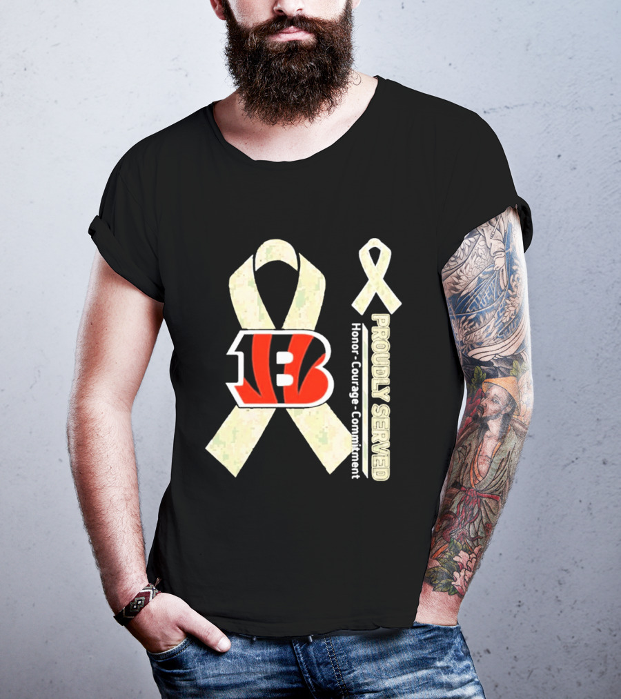 Cincinnati Bengals Honor Courage Commitment Proudly Served Ribbon T-Shirt