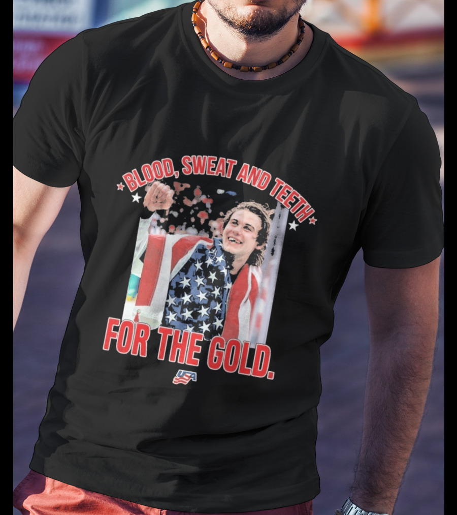 Blood Sweat And Teeth Jack Hughes USA For The Gold T-Shirt