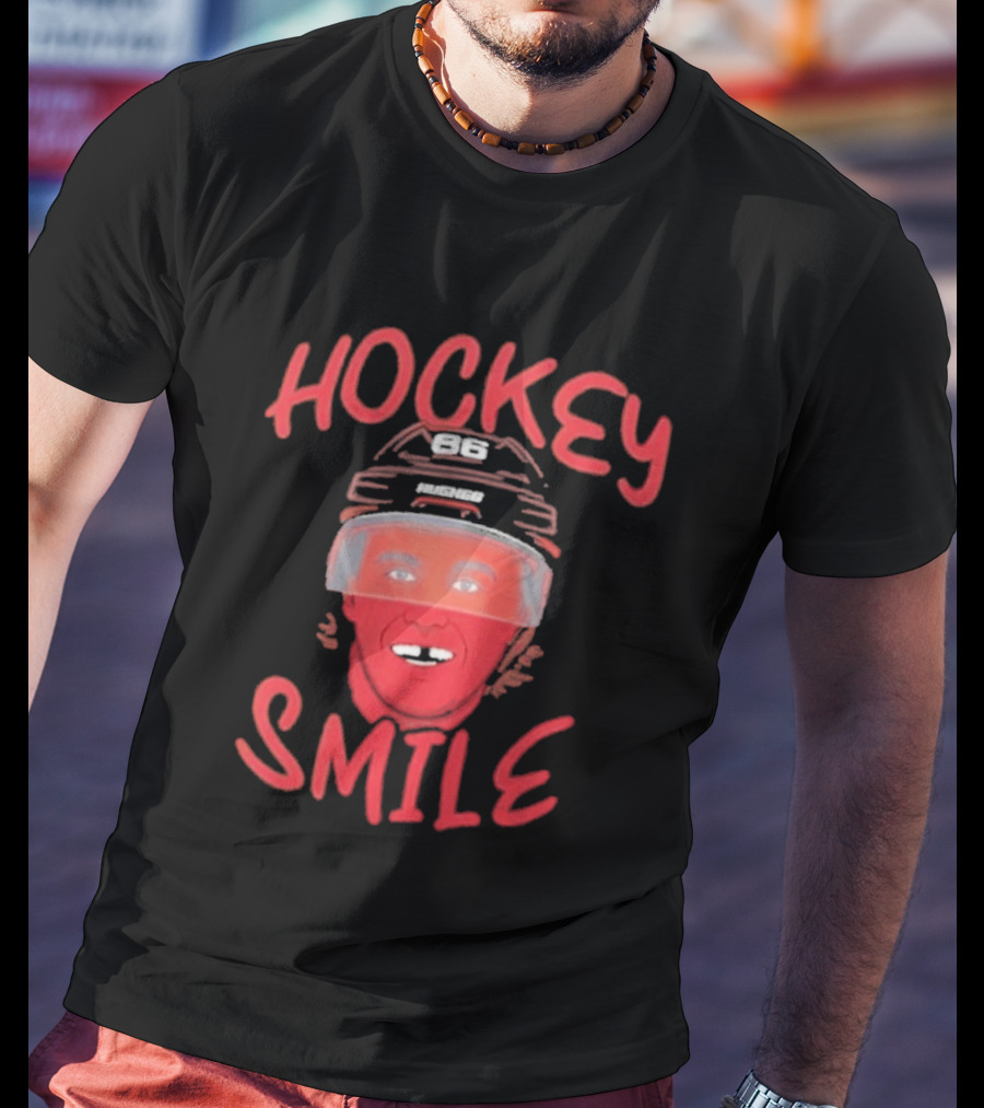 Jack Hughes Hockey Smile Team USA Helmet T-Shirt